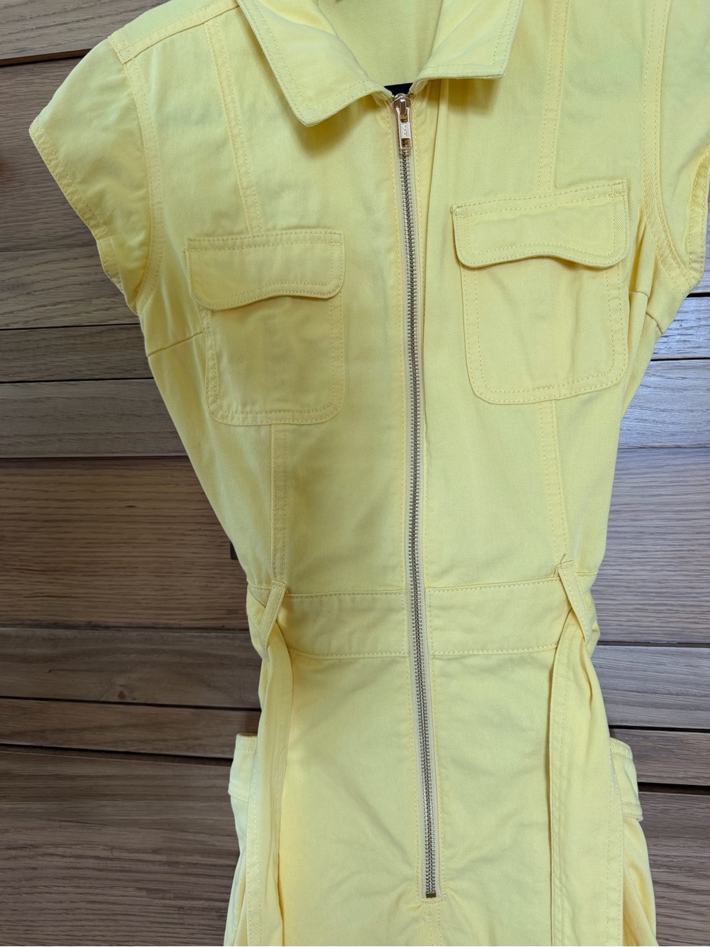 MINKPINK Yellow Zip-Front Utility Romper - Picture 5 of 13